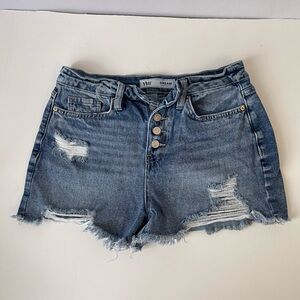 Button Fly Distressed Denim Shorts YMI Dream Denim 5/27